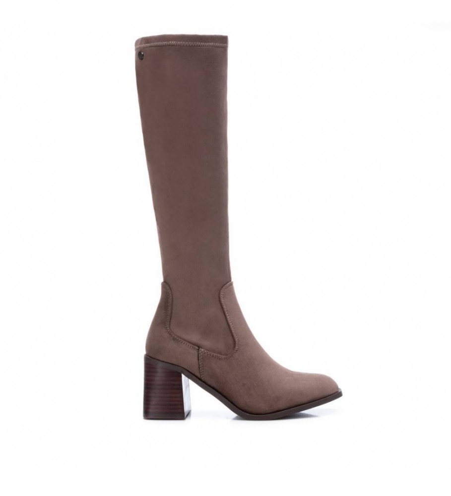 Botas Xti 140531 cor taupe - altura do salto: 7 cm
