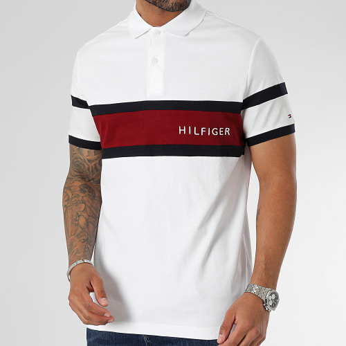 Polo Manches Courtes Colourblock Placement 0755 Blanc