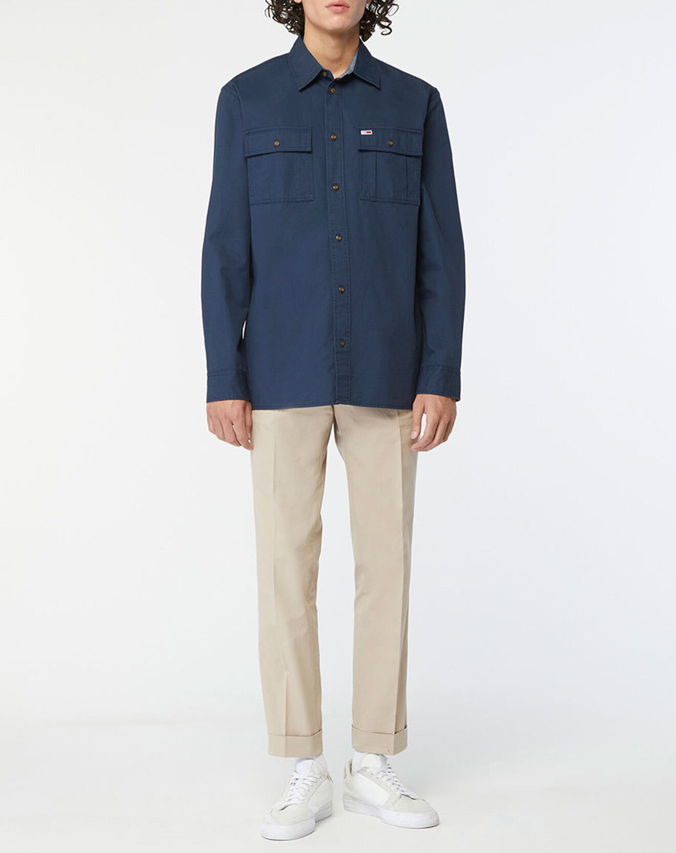 Tommy Jeans Surchemise ample 100% Coton Bio Essential Twill bleu marine