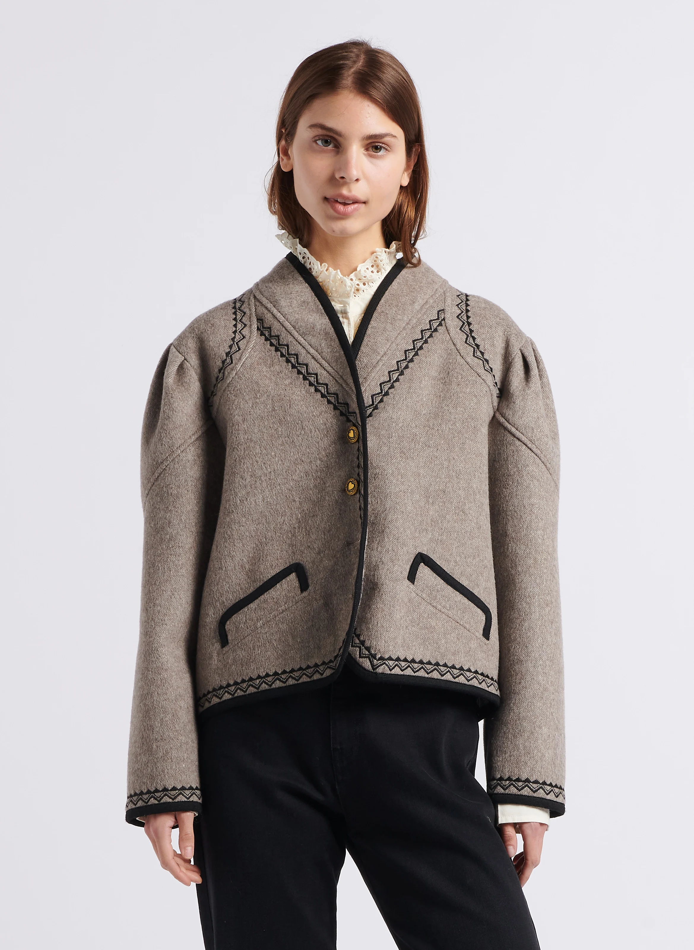 WILLIAM - Veste col châle en laine mélangée | Gris