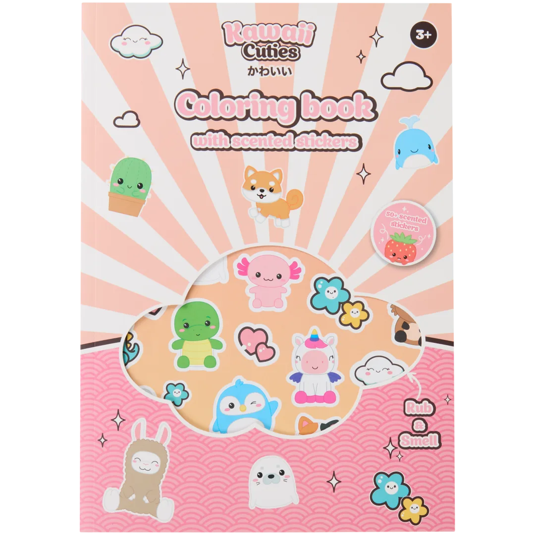 Livre de coloriage avec autocollants Kawaii