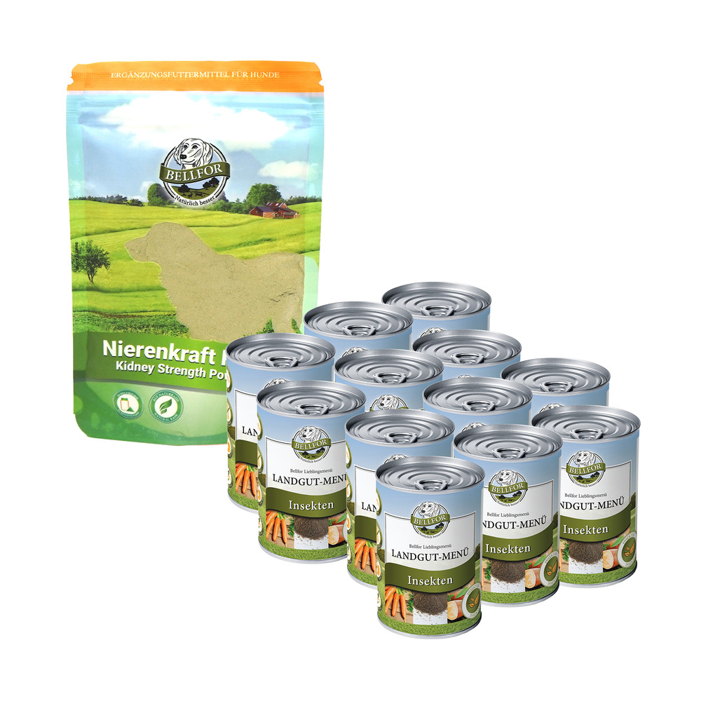 Hypoallergénique kit économique no. 10 - menu de fermier 2x 6x400g + poudre pour renforcer les reins 80g