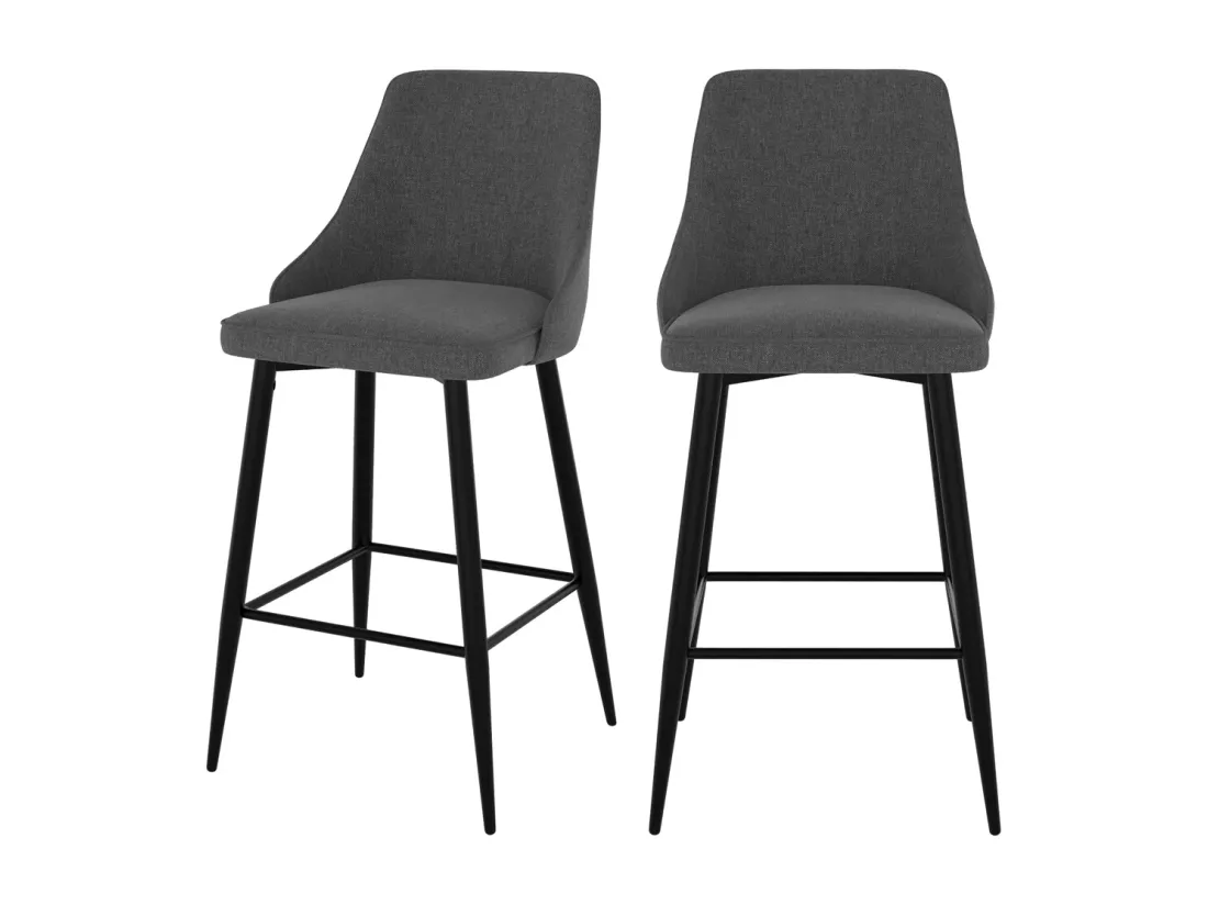 Lot de 2 chaises pour îlot central 66,5 cm en tissu gris foncé - Pipo