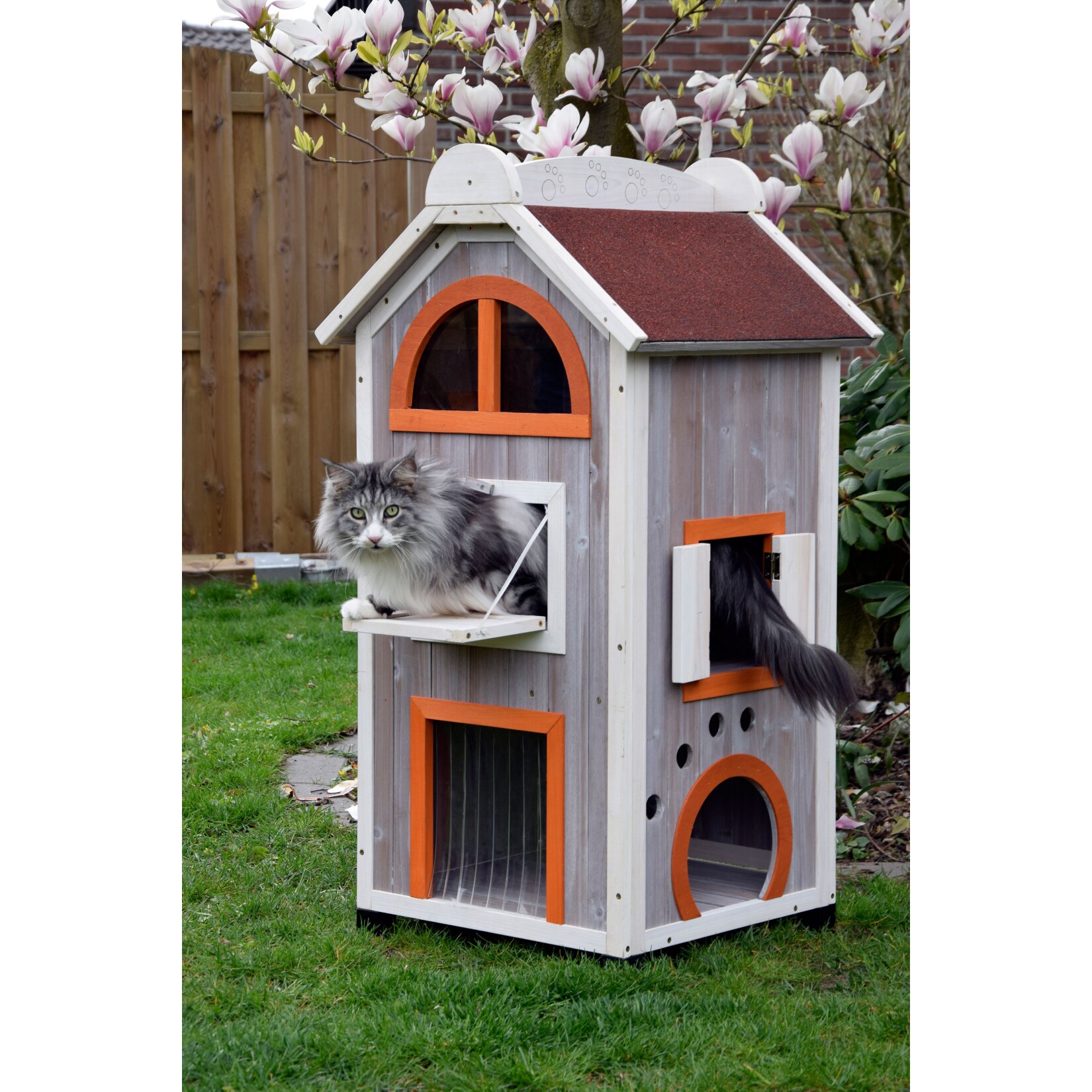 Dobar Großes Katzenhaus Fancy Cat aus Holz