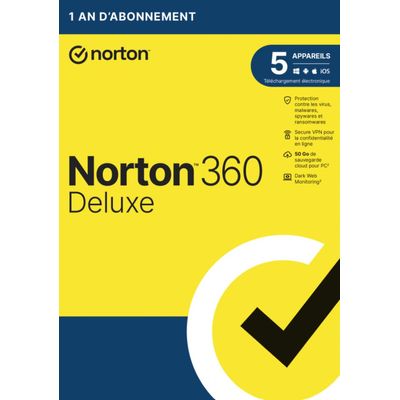Norton Lefelock 360 deluxe 50Go de sauvegarde sécurisée sur le Cloud - Code d'activation envoyé par email valable pour appareil pendant 1 an