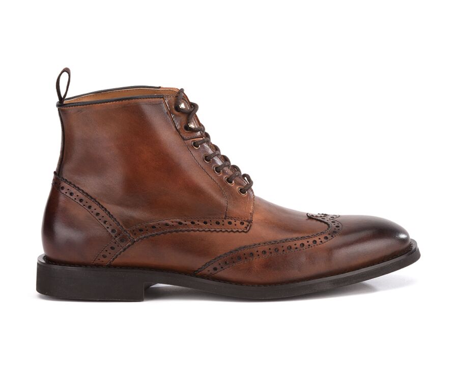 Derby boots homme à lacets Châtaigne patiné - CHARING GOMME CITY