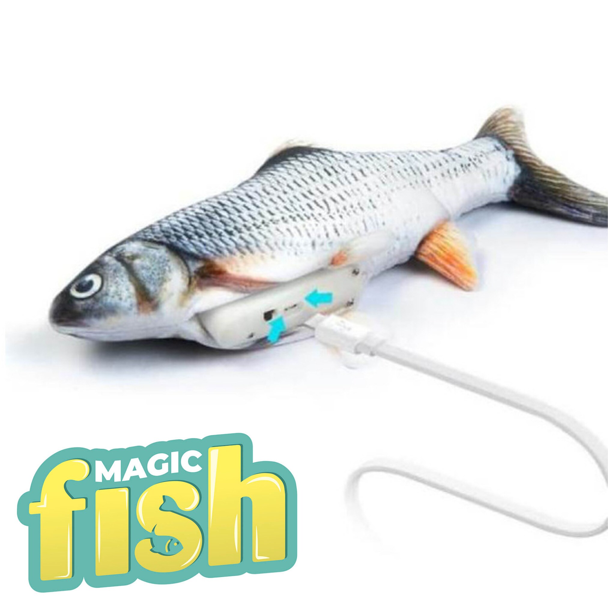 Best Direct® Set Katze - Katzenspielzeug zappelnder Fisch & Kratzpappe Magic Fish & Scratch N Play