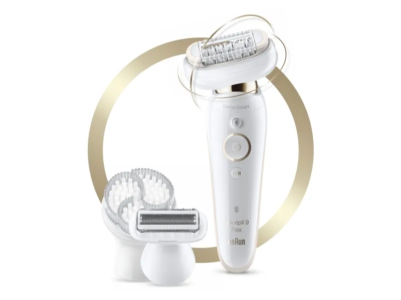 Braun Silk-épil 9 Flex 9-030 3D, Lyserød, Hvid, 40 pincetter, MicroGrip, Armhule, Bikini, 0,5 mm, Batteri