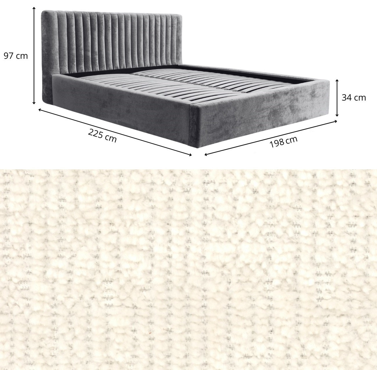 Trae Mobler Vegas 180 x 200 cm Gestoffeerd Bed Creme