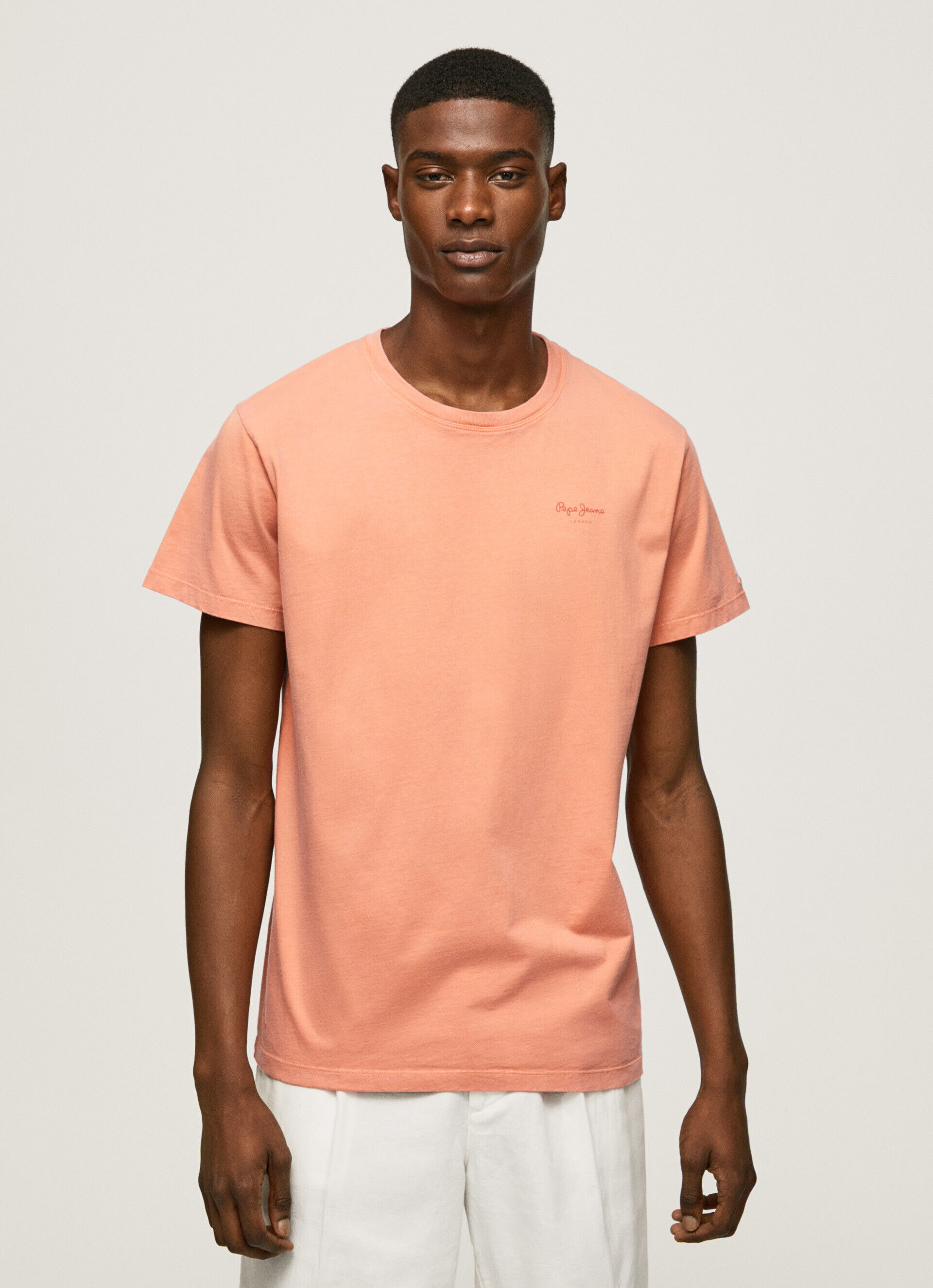 Camiseta de algodão com logo estampado - laranja abóbora