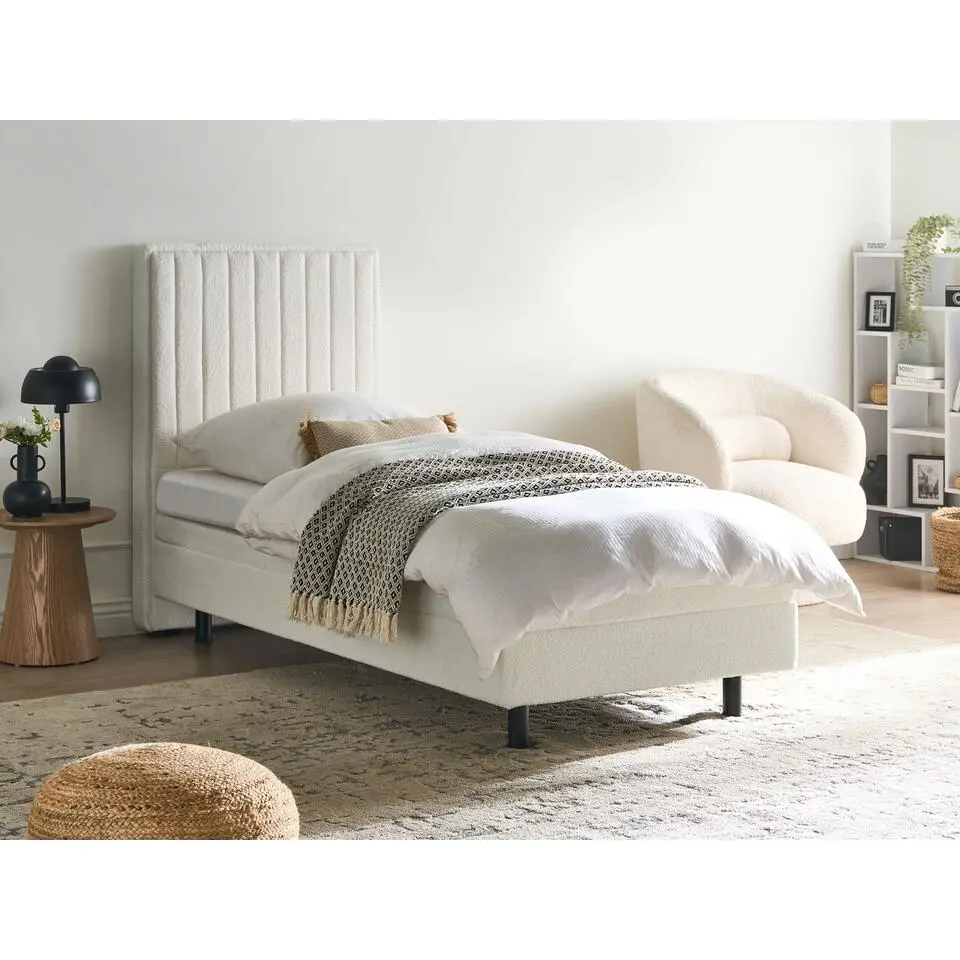 DUKE II - Eenpersoonsbed - Off-white - 80 x 200 cm - Bouclé
