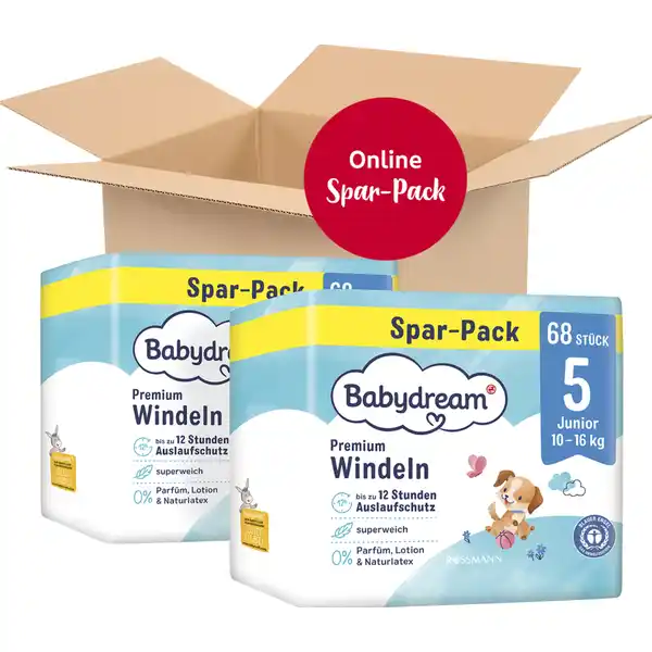 Premium Windeln Monatspack Junior Größe 5, 136 Stück, 10-16 kg