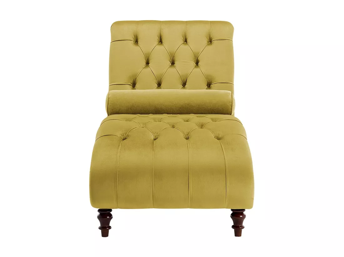 Chaise longue en velours moutarde MURET