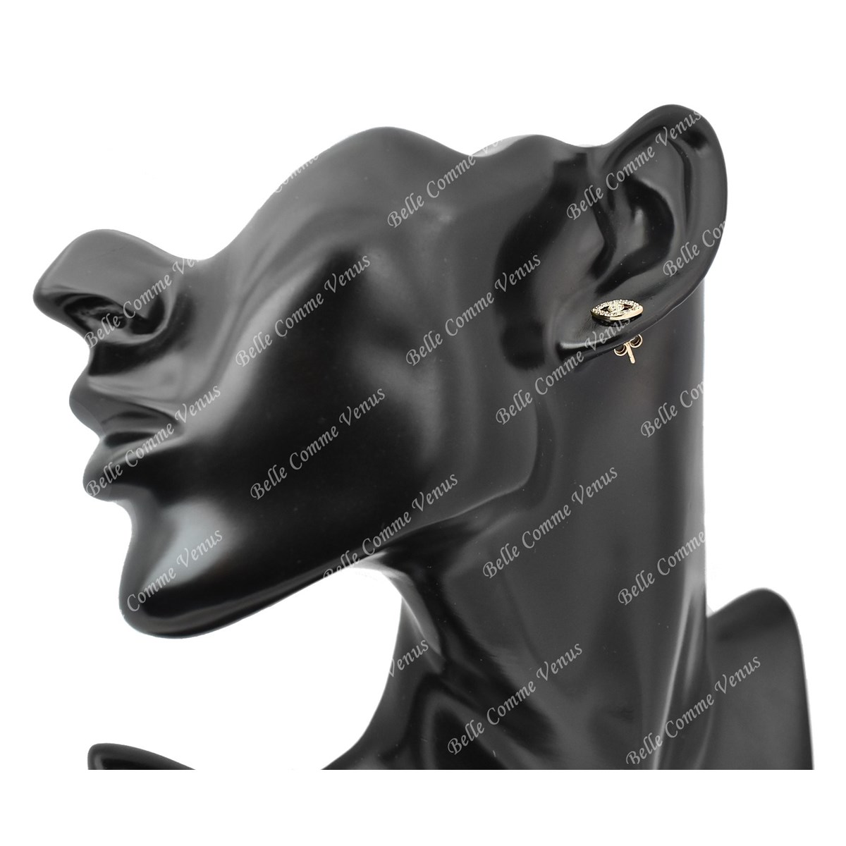 Boucles d'oreilles oeil symbole serti d'oxyde de zirconium Plaqué or 750 3 microns