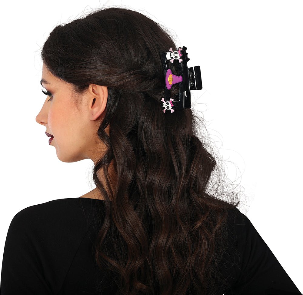 Halloween Haarclip Roze Doodshoofd 2st