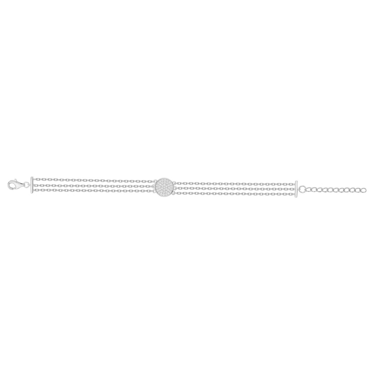 Bracelet souple mono-motif en Argent avec oxyde de zirconium blanc