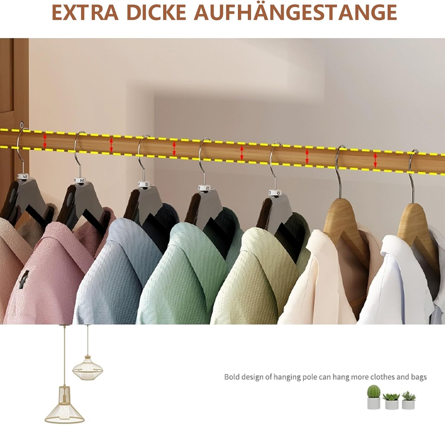 WAOHO Bambus Halboffener Kleiderständer，Garderobenständer aus Bambus，Kleideraufbewahrung mit Kleiderstange， Mit 2 Schränken, Stauraum，freistehende Garderobenständer 165X100X30CM (Natur)
