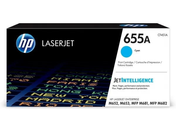 Lasertoner HP 655A CF451A, 10.500 sider, cyan