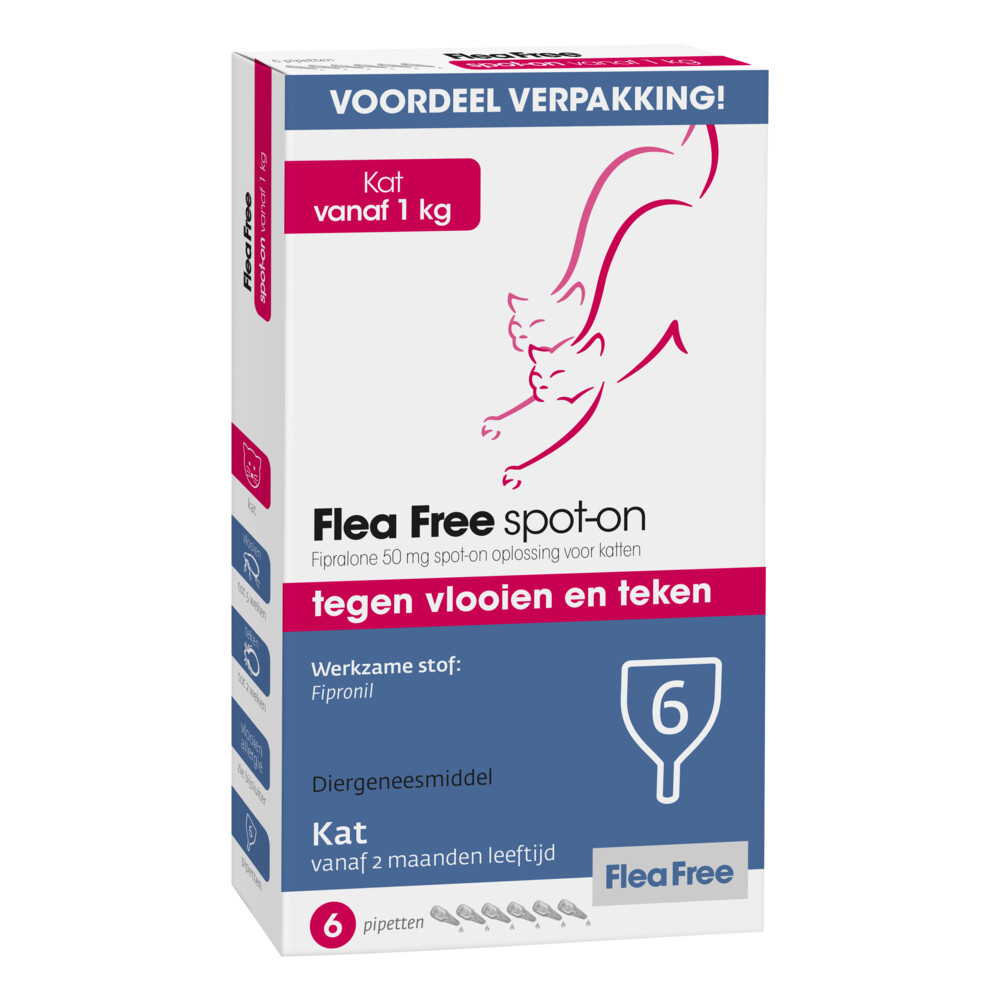 Flea Free Spot On Anti Vlooiendruppels Kat vanaf 1 kg6 pipetten