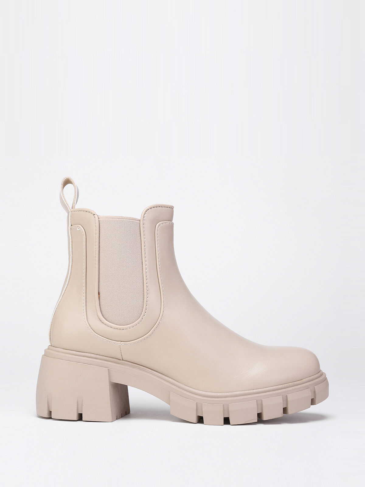 Chelsea à talon carré cranté- Beige