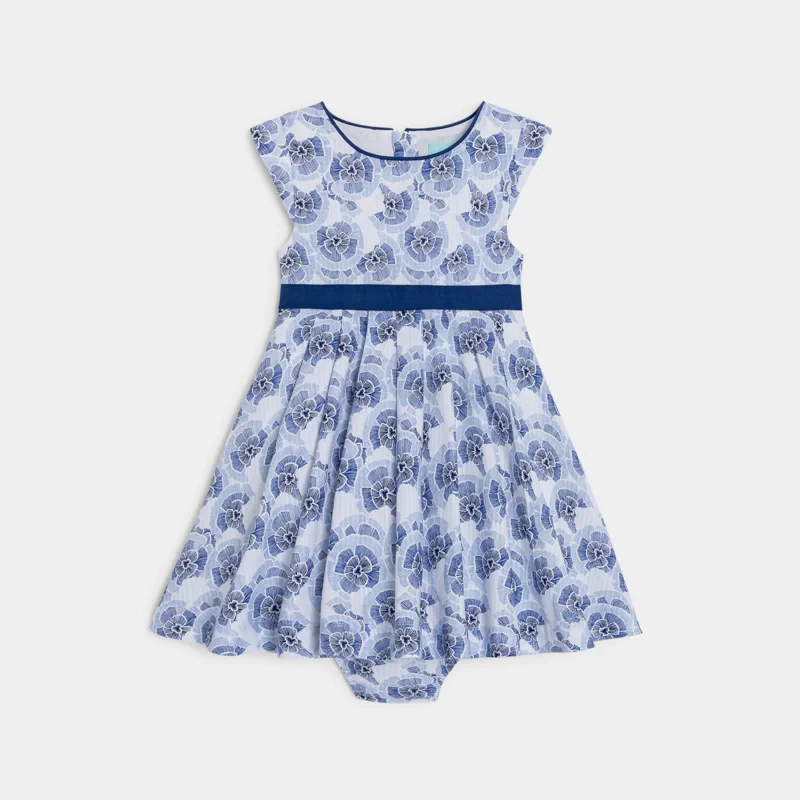 Robe chic fleurie bleu bébé fille Bleu