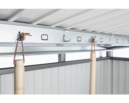Biohort Panorama P3 tuinhuis met dubbele deur, plank en goot, 273 x 238 cm, donkergrijs metallic