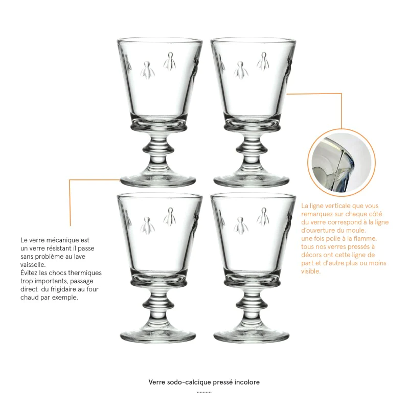 Coffret de 4 verres à vin, ABEILLE La Rochère