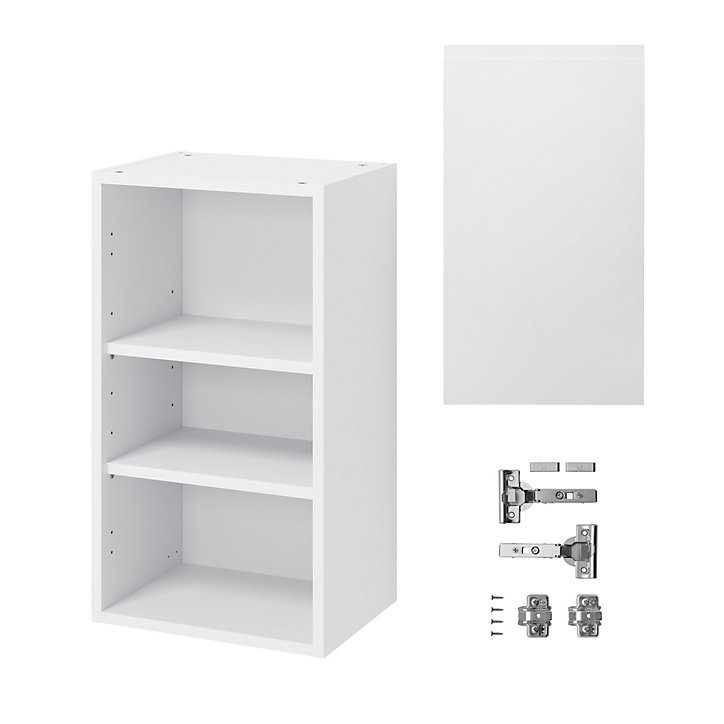 Meuble haut de cuisine avec 1 porte GoodHome Garcinia blanc brillant L. 40 x H. 72 cm