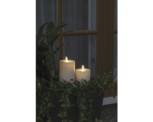 LED-kaars, crèmewit, Konstsmide, H 13 cm, warmwitte lichtkleur, inclusief timer en dimmer.