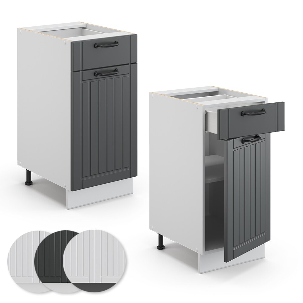Vicco Schubunterschrank 40 cm FAME Line Küchenschrank Küchenzeile Landhaus Anthrazit