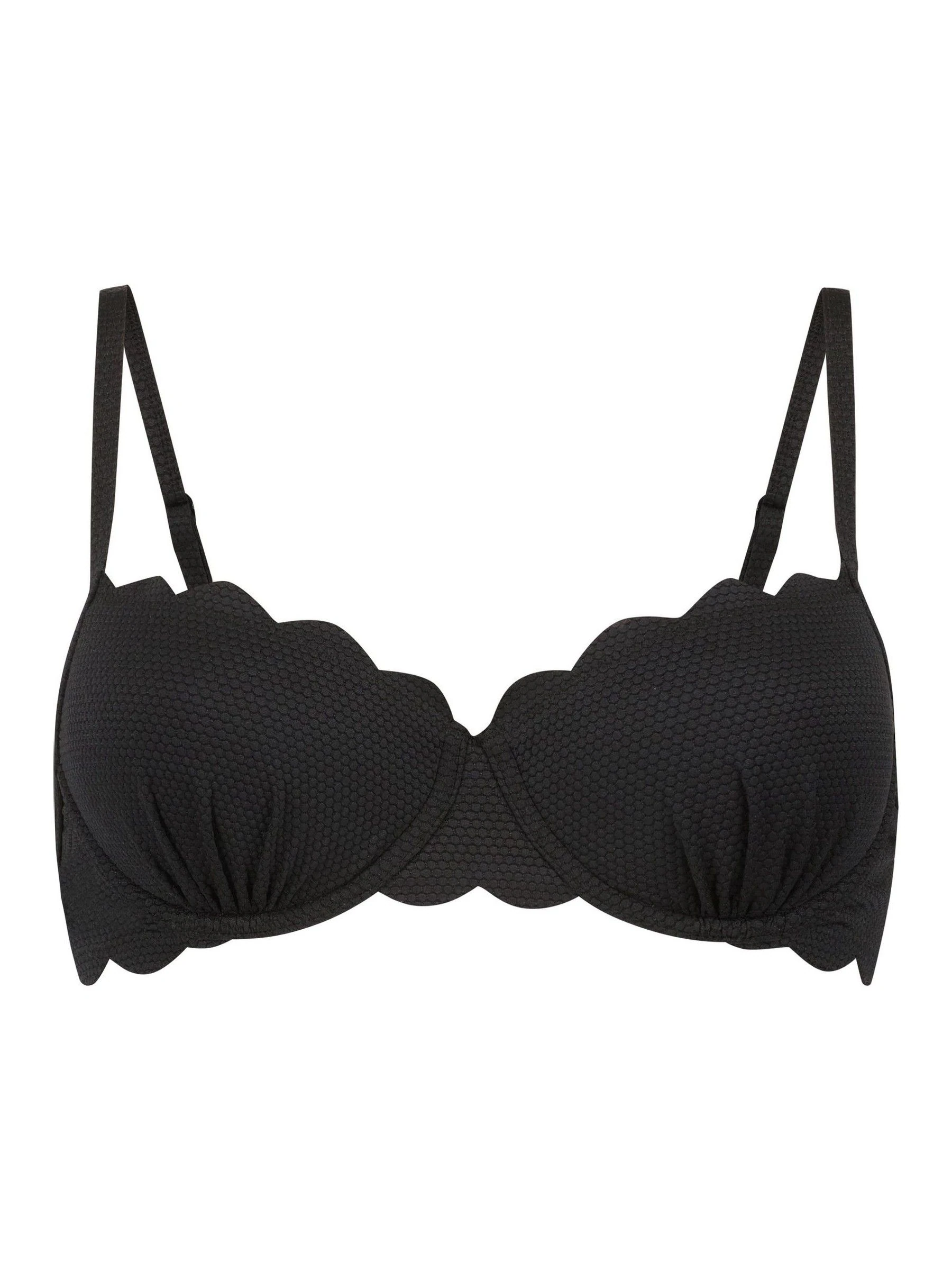 Zwart - Hunkemoller Scallop Push-up Underwired Bikini Top Cup A - E