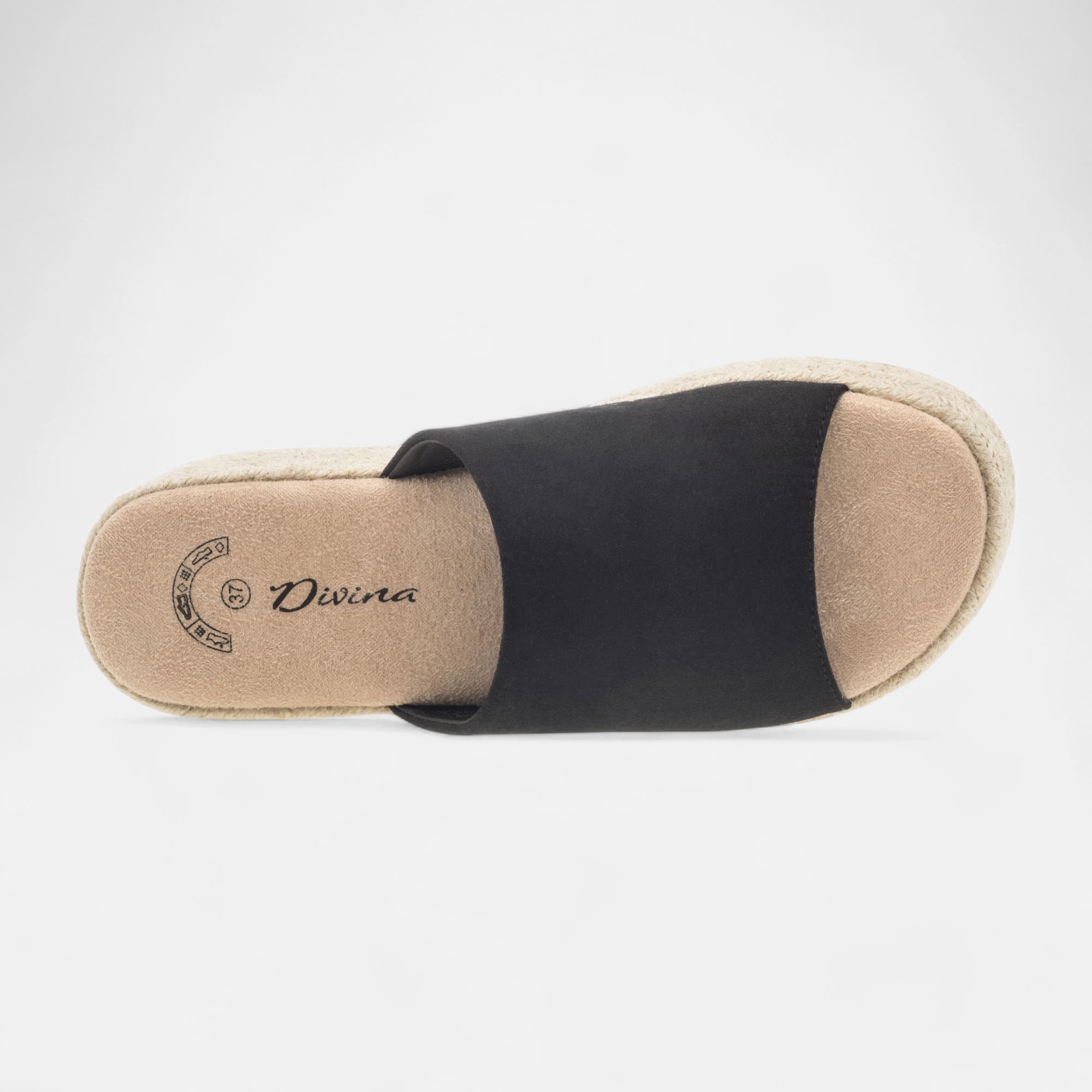 Espadrilles à talon compensé Femme noir