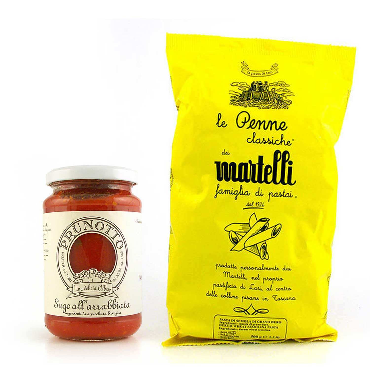 Assortiment de pâtes italiennes et sauce Arrabbiata