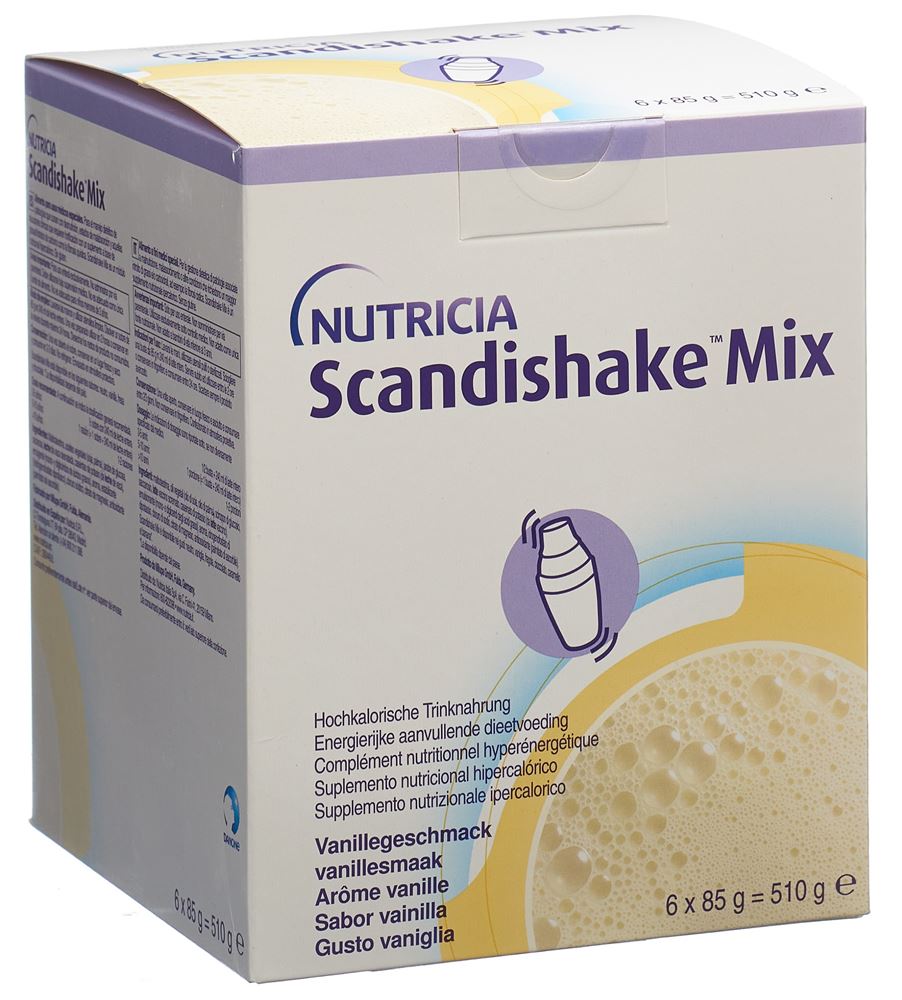 Scandishake Mix<br>6 × 85 g, Beutel, Pulver zur Herstellung einer Lösung zum Einnehmen, Vanille