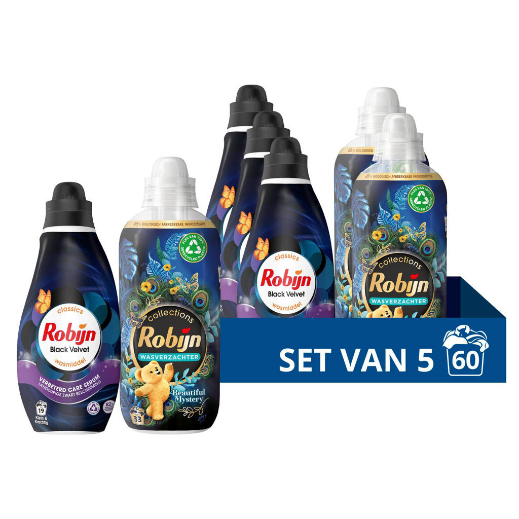 wasmiddel en wasverzachter pakket - Black Velvet + Beautiful Mystery - set van 5 - 60 wasbeurten