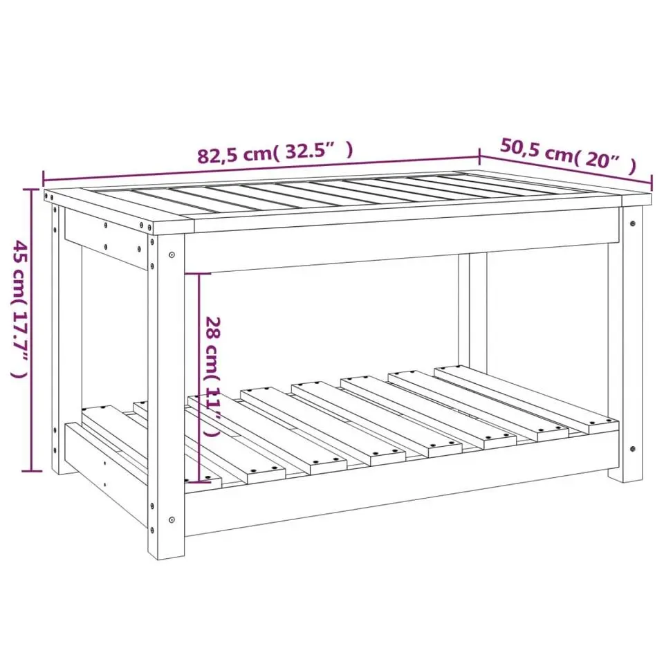vidaXL - Loungetafel - Naturel - Massief grenenhout - 82,5x50.5x45 cm
