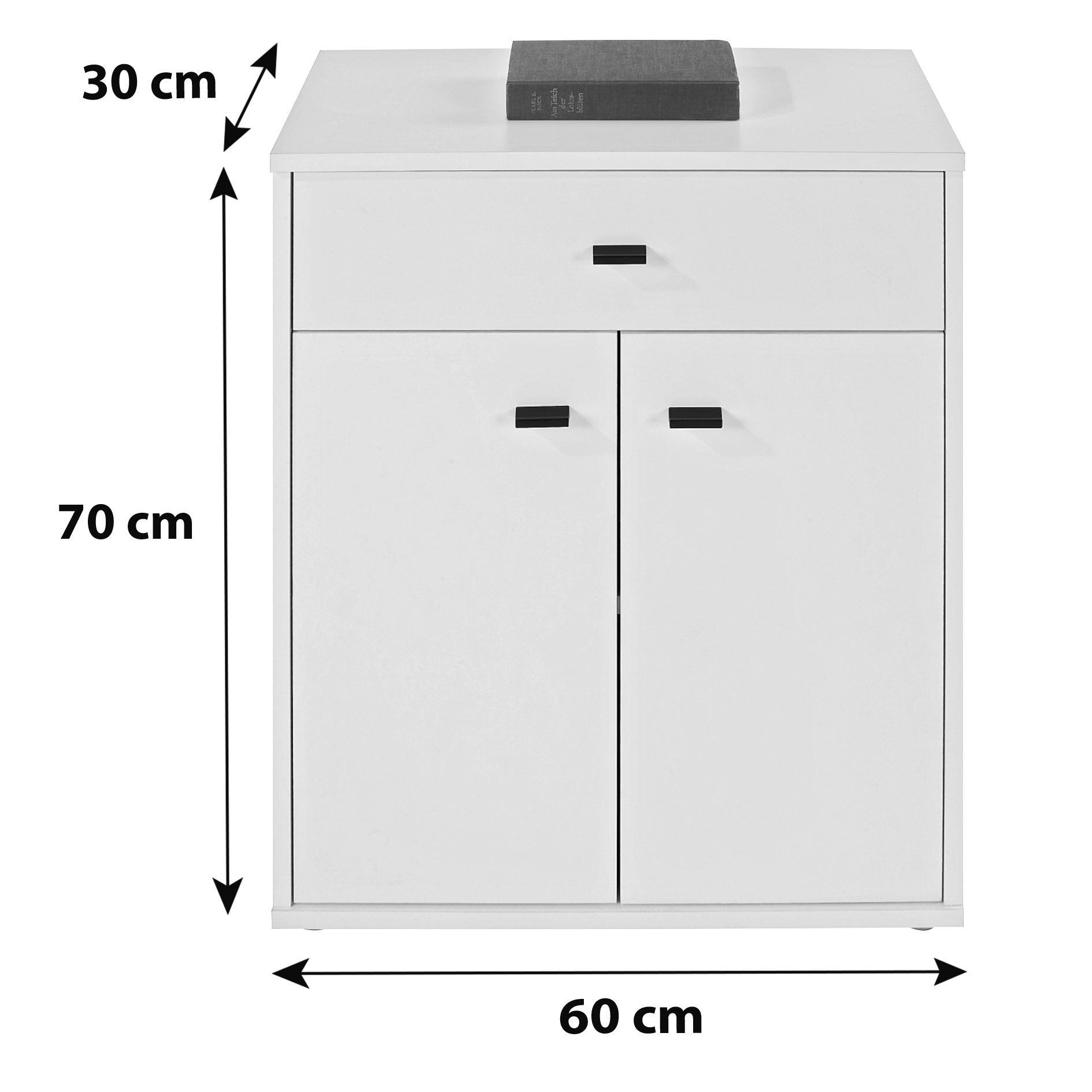Kommode - Perlweiß - Türen und Schubkasten - 60 cm breit