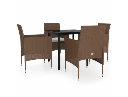 LES TENDANCES - Ensemble table et chaises de jardin-brun-4 places-379350