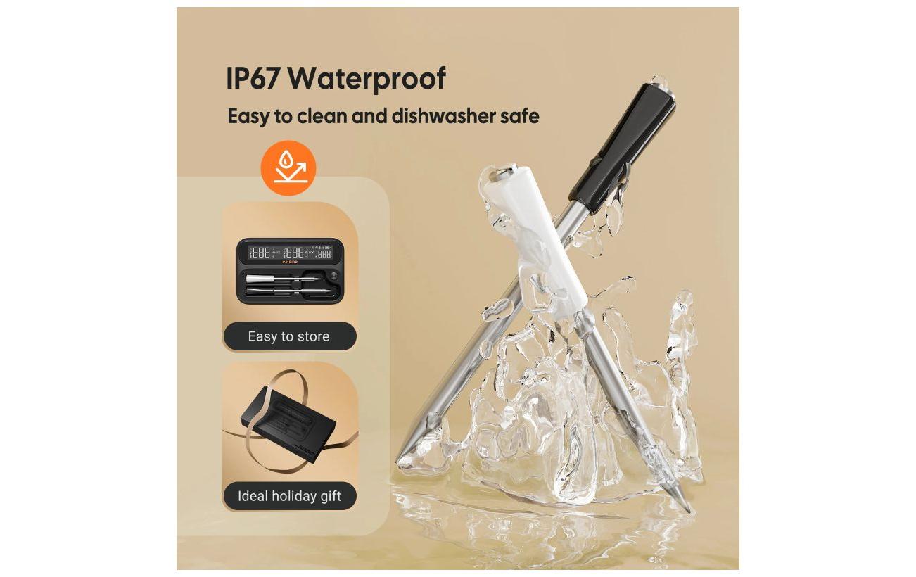 Fleischthermometer INT-12-BW Doppelsonde<br>Dual-Modus, Dual-Sonde WiFi & Bluetooth Grill-Thermometer INT-12-BW