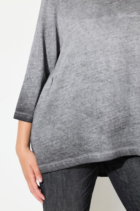 Shirt, Zierfalten, A-Linie, Rundhals, 3/4-Arm