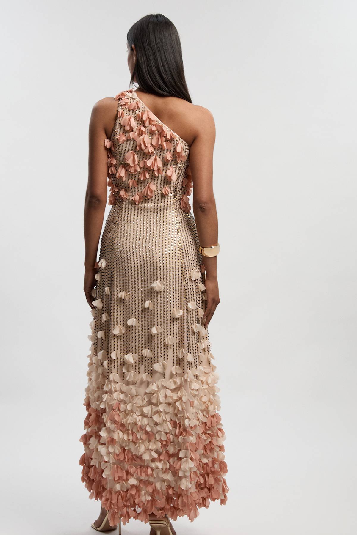 KarenMillen Robe Maxi Tissée À Une Épaule Avec Appliqué Floral Petite Taille