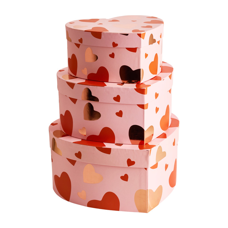 Cadeaudoos hart - roze - 27x22x13 cm