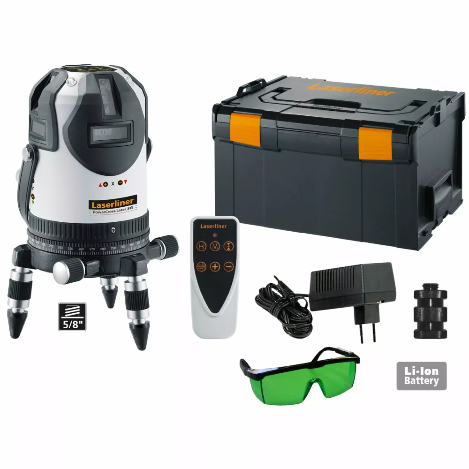 Laserliner 032.090L Kruislijnlaser set (1x 1,7Ah) in systainer - 8 lijnen - Groen - 55m
