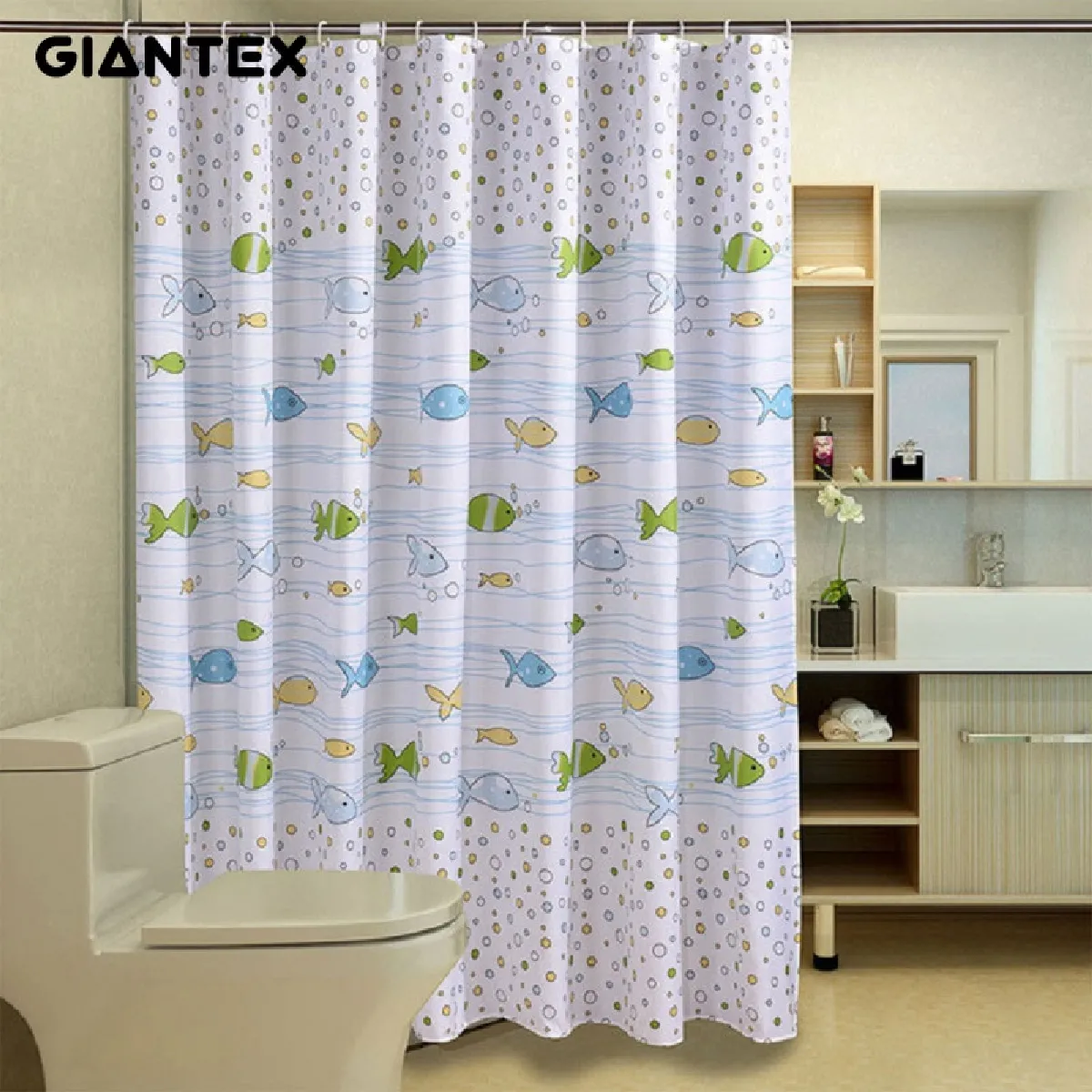 Universal Rideau de douche modèle poisson 120x200 cm