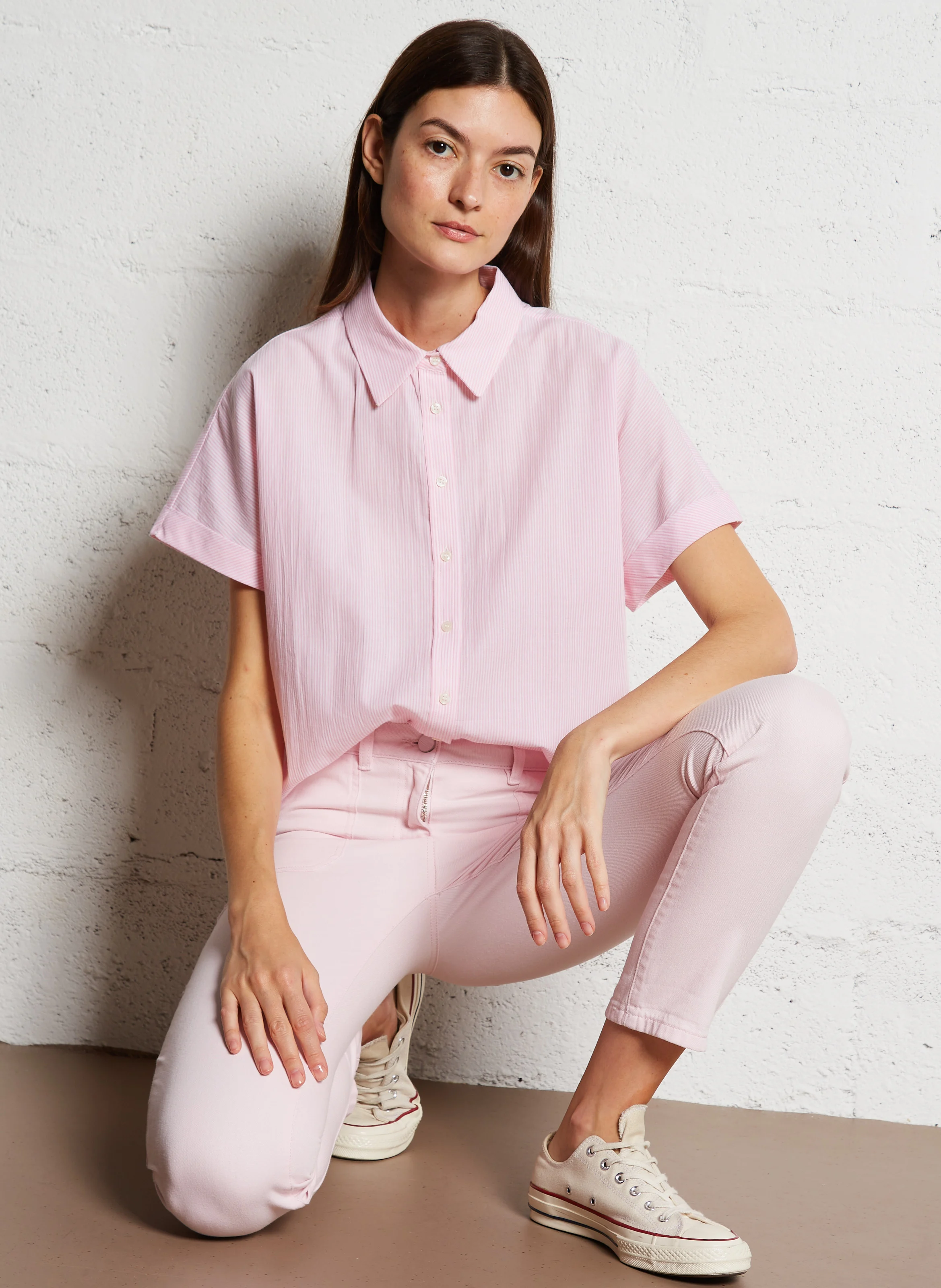 BRITNEY - Chemise col classiqueen coton | Rose
