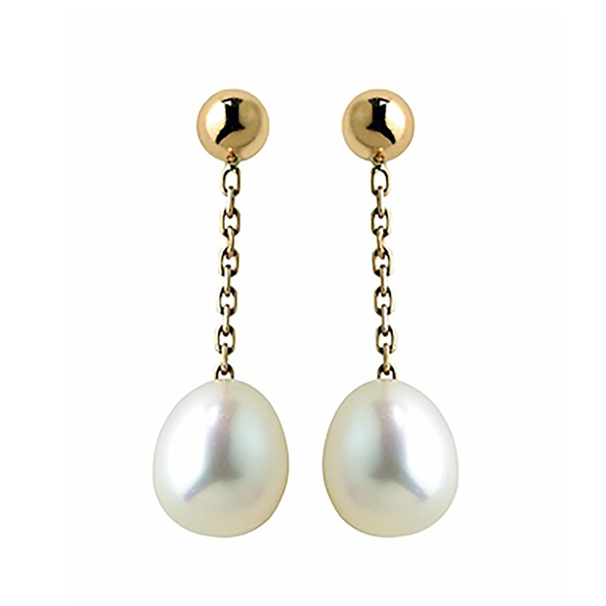 Boucles d'oreilles chaine or perle de culture