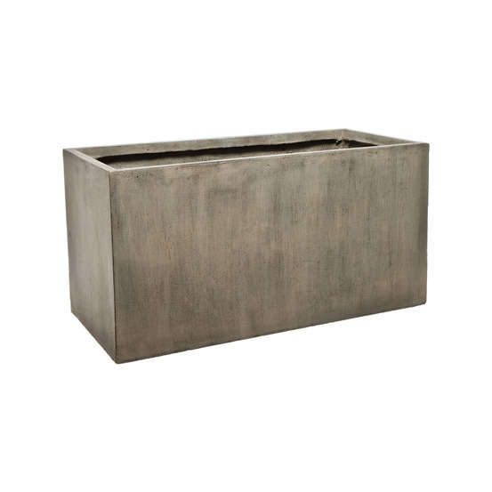 Jardinière delmas en fibre de verre et argile gris ciment - 79x37,5x40