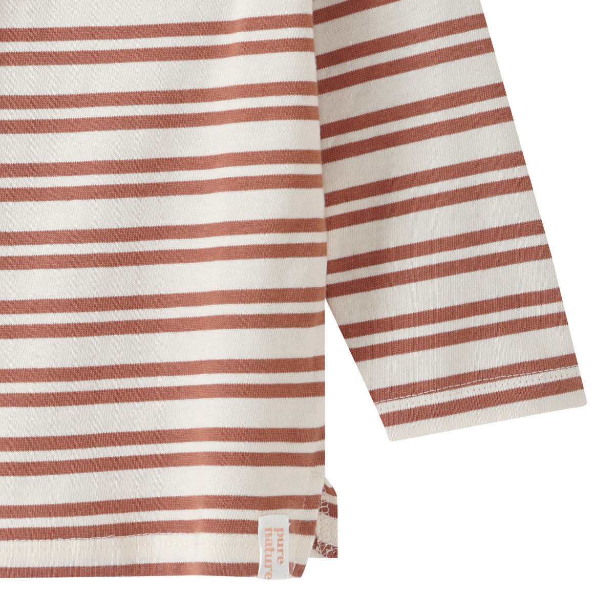 Topomini Pure Collection Baby Langarmshirt mit Streifen rostbraun / cremeweiss
