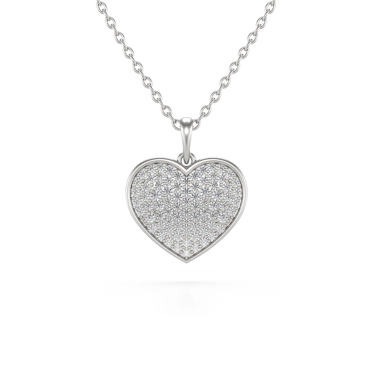 Collier Pendentif Coeur en Diamant avec Chaîne en Argent 925 - 1.862gr | Aden Boutique