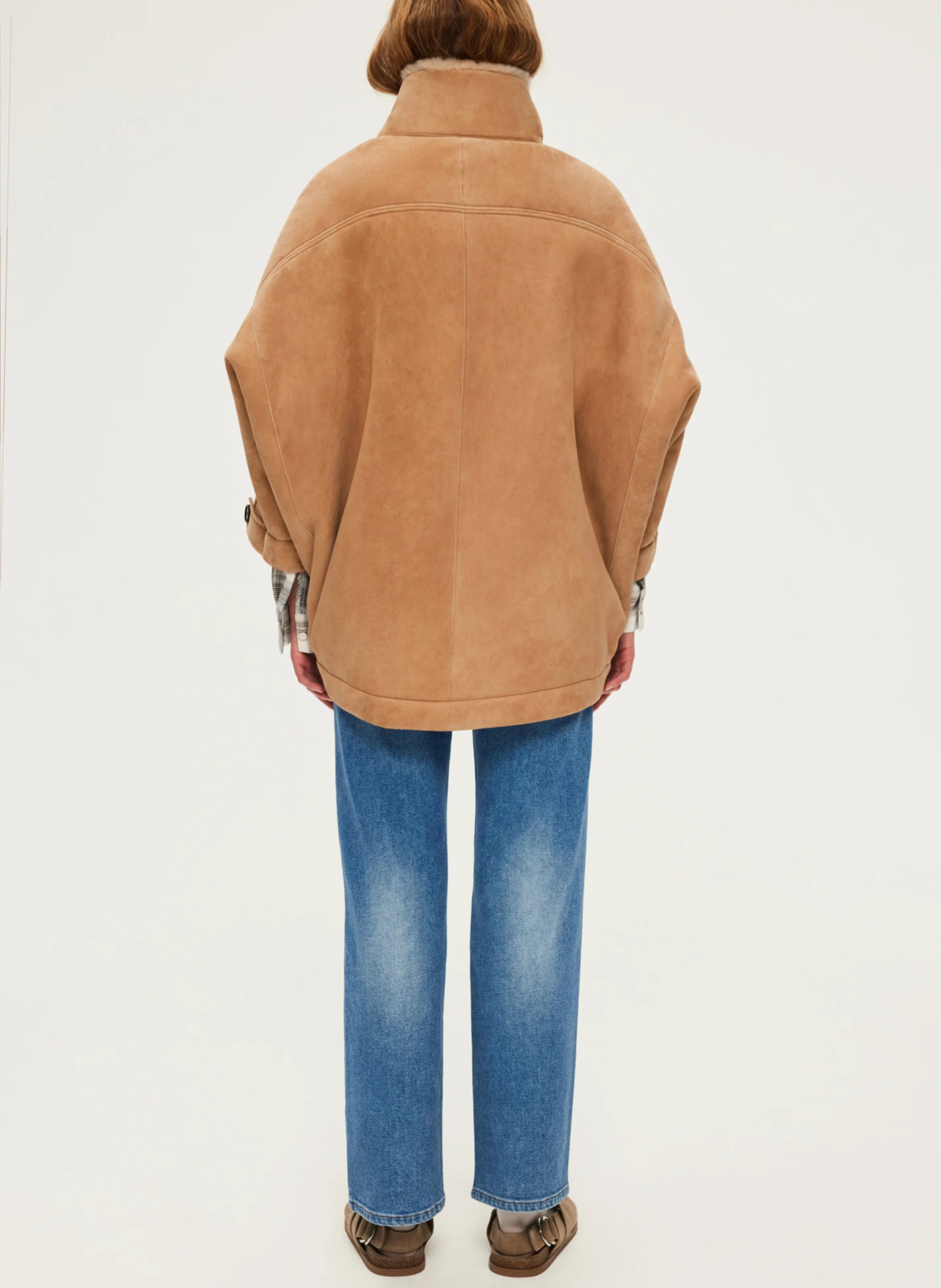 LYSA - Manteau long en cuir velours | Marron